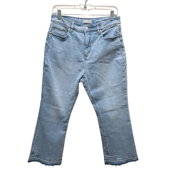Loft The Kick Crop Jeans Light Wash Raw Hem Women’s Size 30/10 Petite - Picture 1 of 11